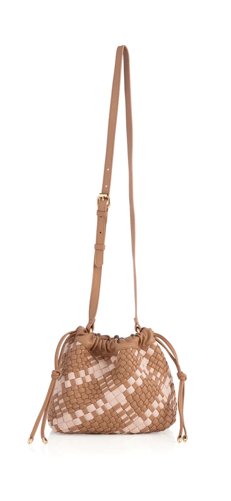 Shiraleah Blythe Plaid Drawstring Shoulder Bag- Sand