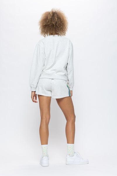 Rainbow Trim Set Sweatshirt Heather- Gray