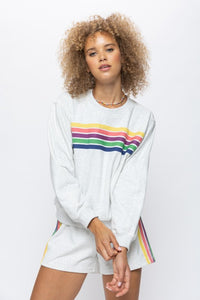 Rainbow Trim Set Sweatshirt Heather- Gray