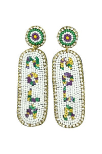 Beaded Nola Mardi Gras Post Earrings