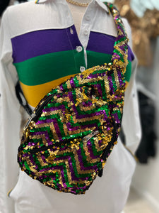 Sequin Mardi Gras Cross Body Bag